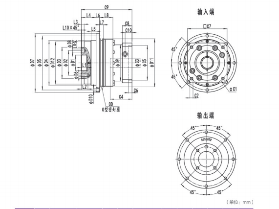 ND047系列精密行星減速機型號與尺寸圖紙